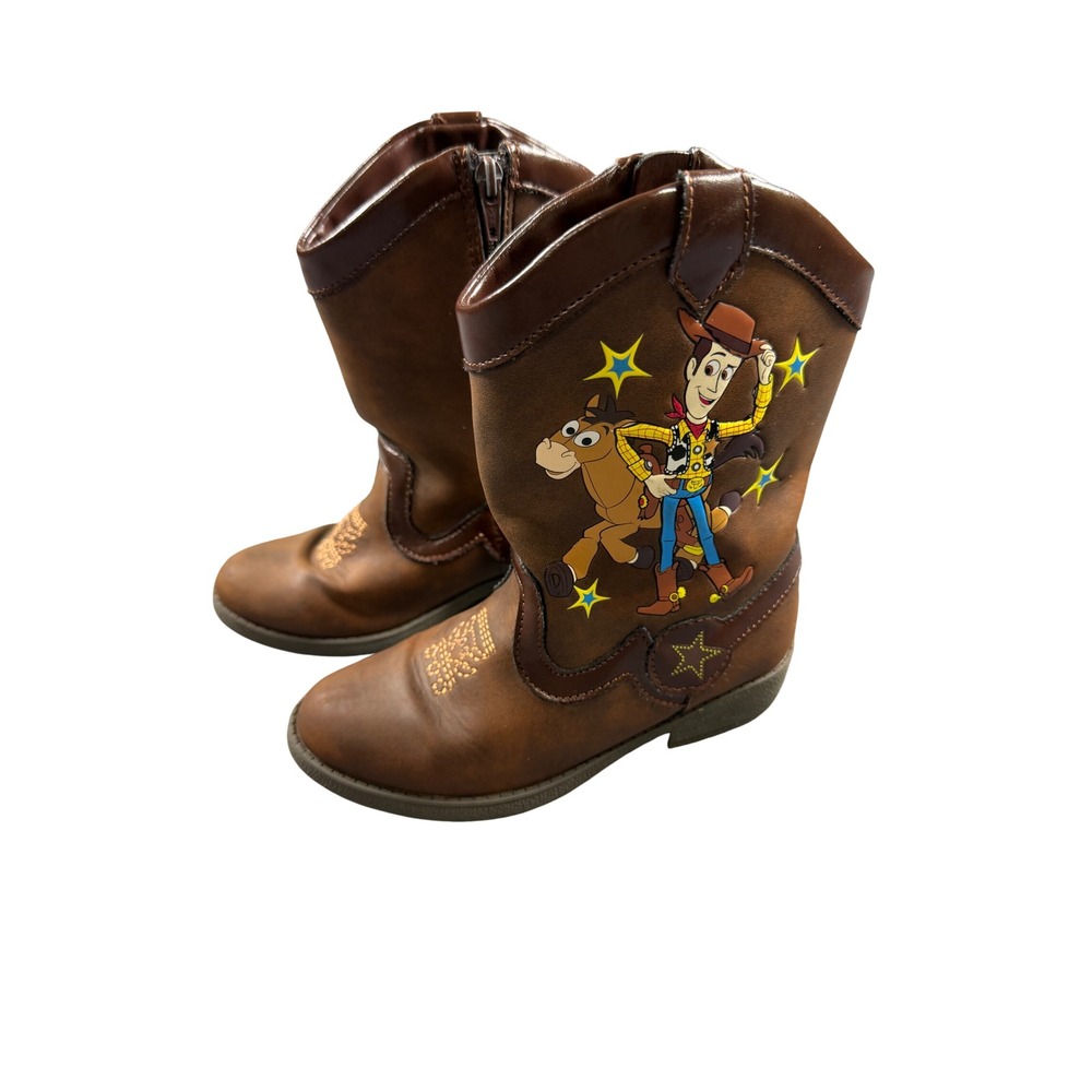 Disney Pixar Toy Story Woody Bullseye Kids Cowboy Boots Brown Size 10 Zipper